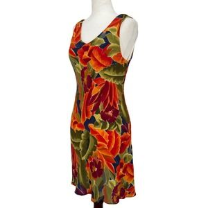 VTG Ronni Nicole Tropical Mini Dress Sz 8P Multicolor Floral Sleeveless V Neck